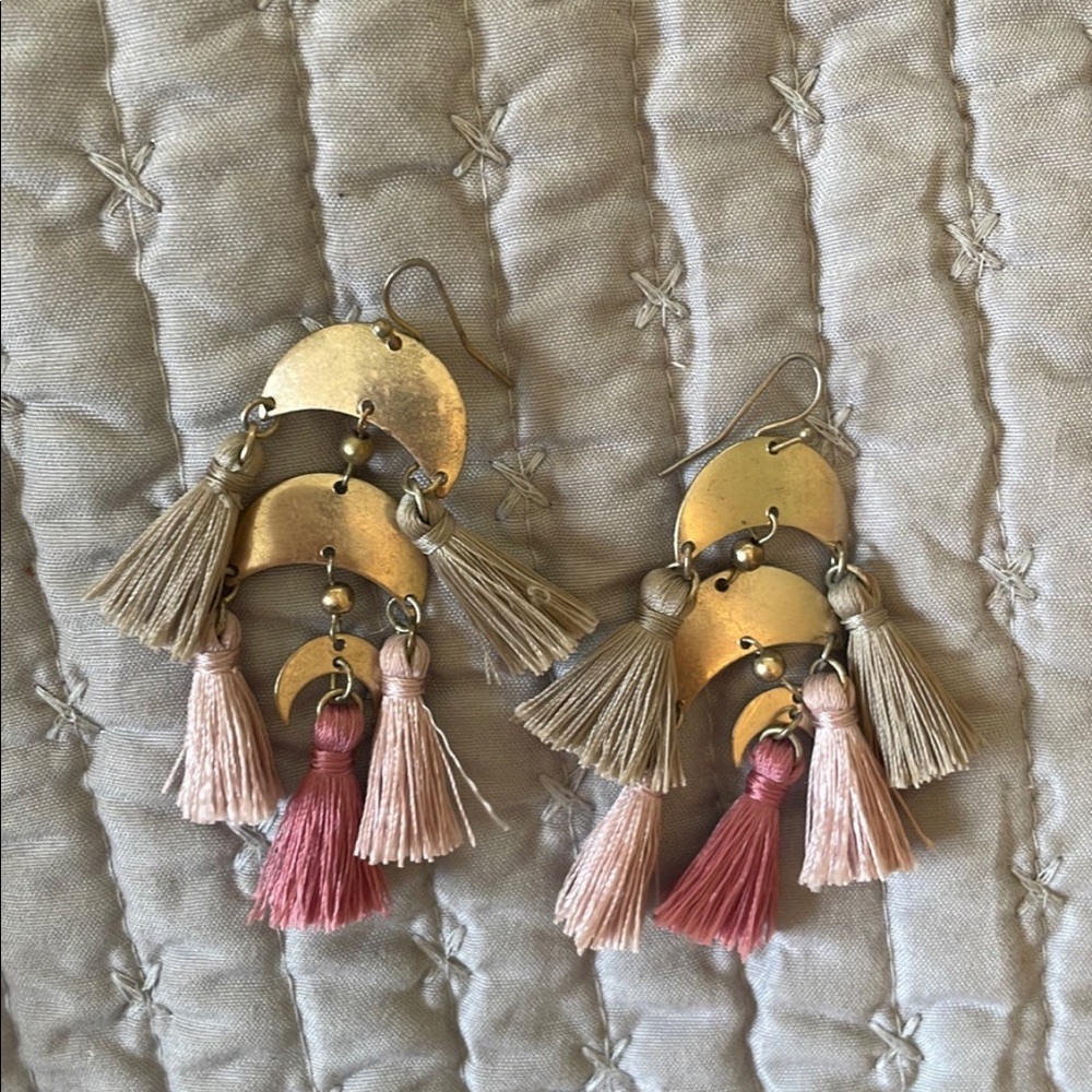 Gold and pink earrings